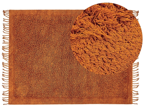 Dywan shaggy bawełniany 140 x 200 cm pomarańczowy BITLIS, 225062