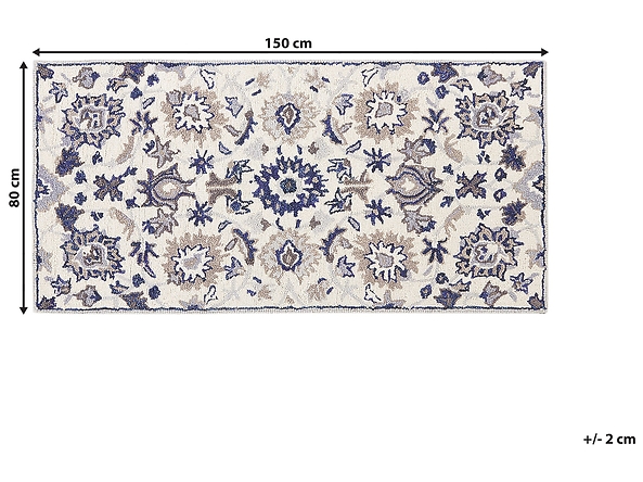 Dywan wełniany 80 x 150 cm beżowo-niebieski KUMRU, 225103
