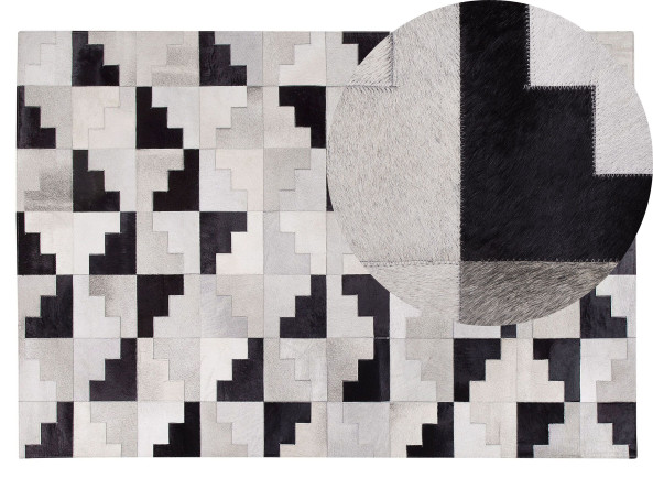 Dywan patchwork skórzany 140 x 200 cm czarno-szary EFIRLI, 227031