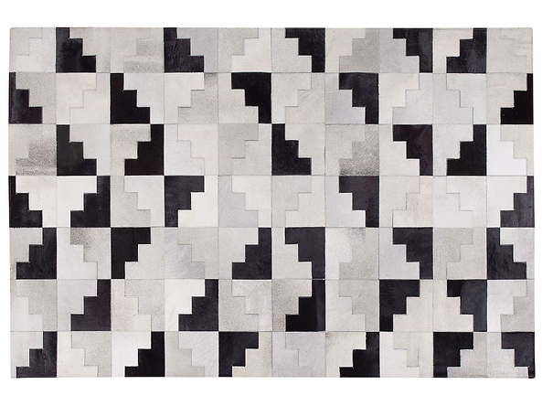 Dywan patchwork skórzany 140 x 200 cm czarno-szary EFIRLI, 227035