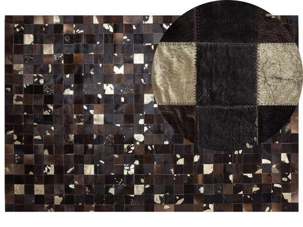 Dywan patchwork skórzany 200 x 300 cm brązowy BANDIRMA, 228545