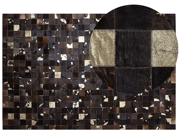 Dywan patchwork skórzany 200 x 300 cm brązowy BANDIRMA, 228545