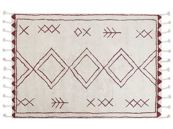 Dywan bawełniany 160 x 230 cm biało-czerwony KENITRA, 229081
