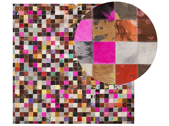 Dywan patchwork skórzany 200 x 200 cm wielokolorowy ENNE, 229242