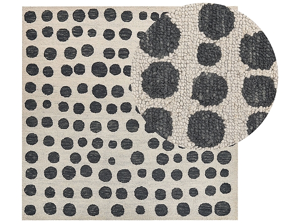 Dywan wełniany 200 x 200 cm beżowo-czarny HAVRAN, 229311