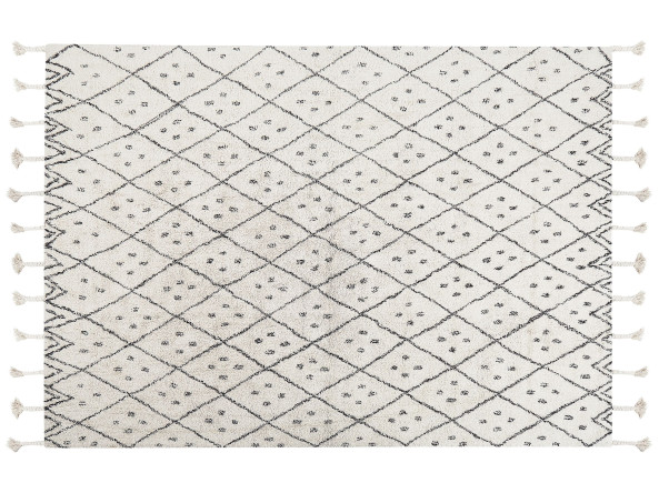Dywan bawełniany 160 x 230 cm biało-czarny AGADIR, 229701