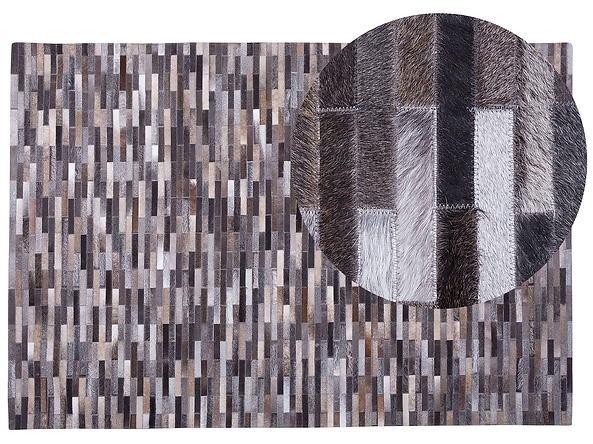 Dywan skórzany 140 x 200 cm szaro-brązowy AHILLI, 230164