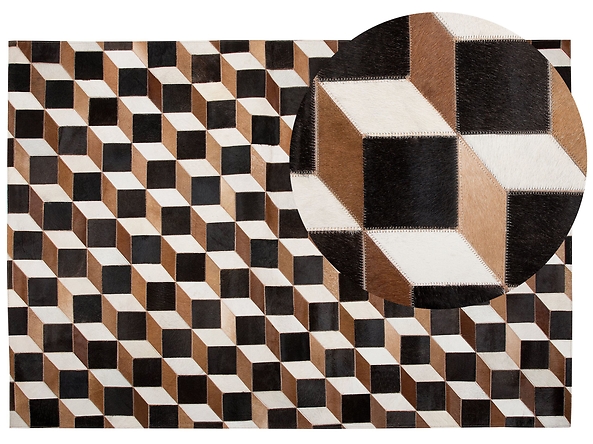 Dywan patchwork skórzany 140 x 200 cm brązowy ALPKOY, 231401