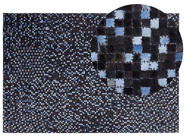 Dywan skórzany 140 x 200 cm brązowo-niebieski IKISU, 231528