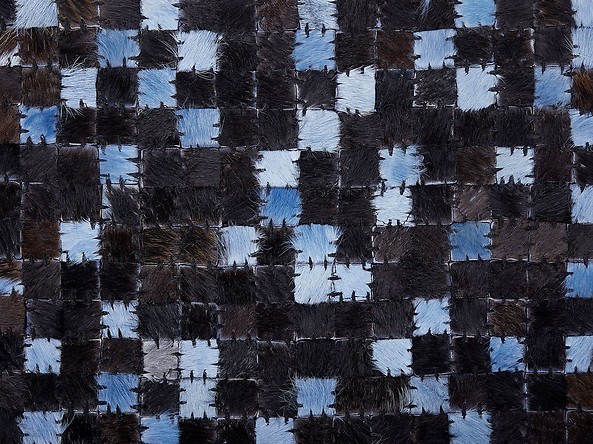 Dywan skórzany 140 x 200 cm brązowo-niebieski IKISU, 231531