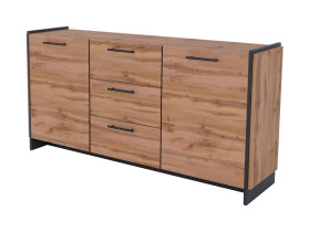 Komoda Amino 180 cm z 2 drzwiami i 3 szufladami dąb wotan/czarny