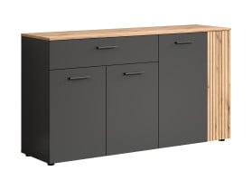 Komoda Esteban 150 cm z 4 drzwiami i szufladą grafit/dąb evok
