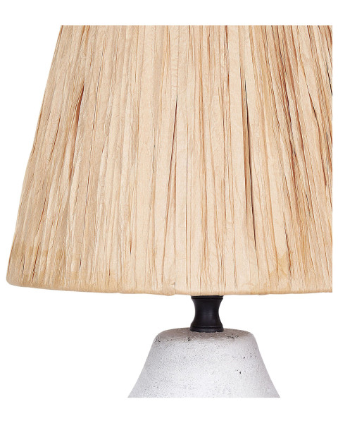 2 lampy stołowe nocne ceramiczne białe z naturalnym, 2394325