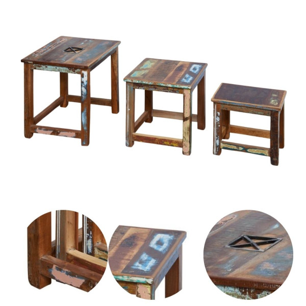 SPIRIT Stoliki komplet #119 Drewno z odzysku 48x40x46 cm, 2400112