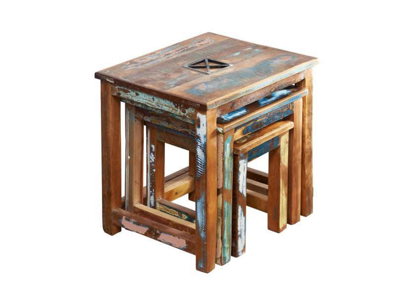 SPIRIT Stoliki komplet #119 Drewno z odzysku 48x40x46 cm, 2400113