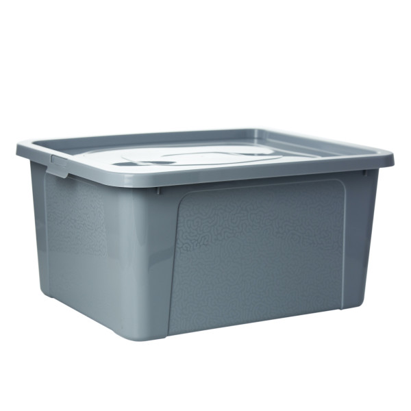 Pojemnik Pudło Plastikowe Z Pokrywą Zamykane 20 L Szary, 2439407