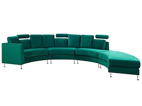 Sofa półokrągła 7-osobowa modułowa welurowa zielona ROTUNDE