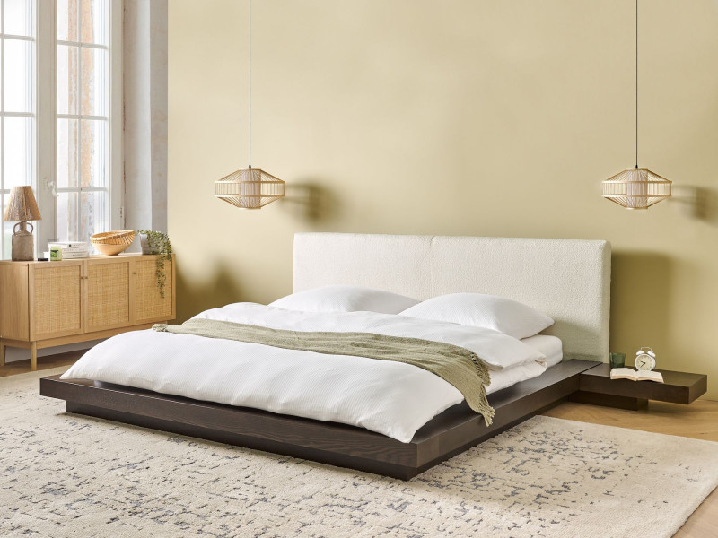 Łóżko wodne materac boucle 180x200 jesion ciemny, 2485792
