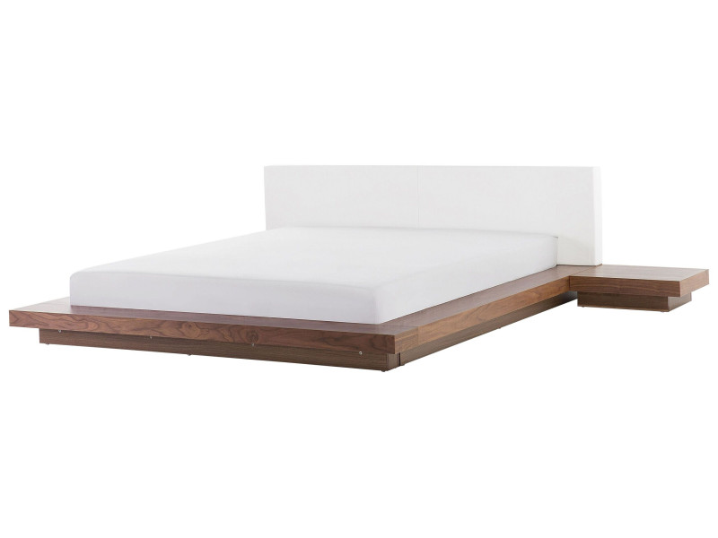 Łóżko wodne materac 180x200 zagłówek ekoskóra jesion brązowy, 2485808