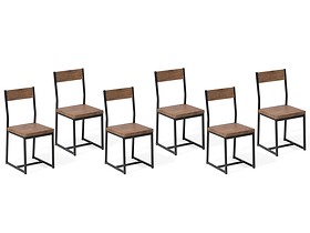 Zestaw 6 krzeseł do jadalni ciemne drewno LAREDO