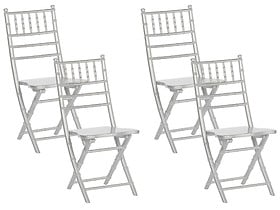 Zestaw 4 krzeseł drewniany srebrny MACHIAS