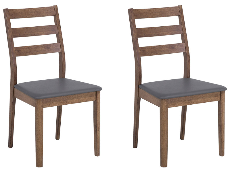 Zestaw 2 krzeseł do jadalni ciemne drewno z szarym MODESTO, 249466