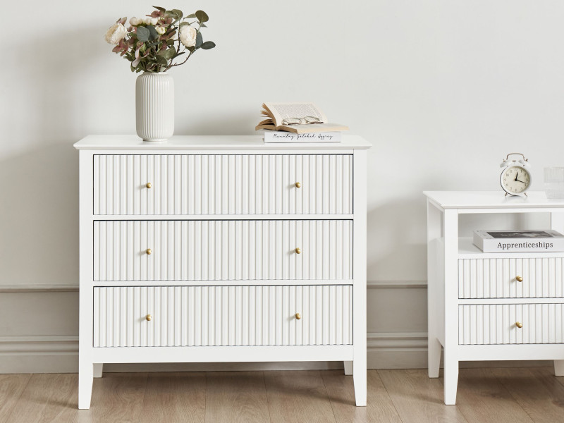 Komoda z 3 szufladami MDF salon sypialnia biała, 2495331