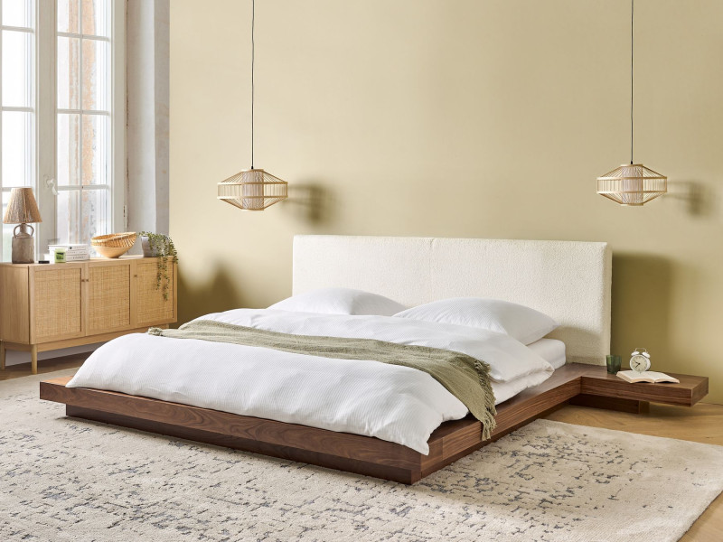 Łóżko wodne materac boucle 180x200 jesion brązowy, 2495907