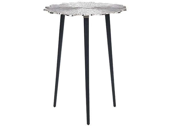 Stolik pomocniczy metalowy srebrny z czarnym PUHOI, 250510