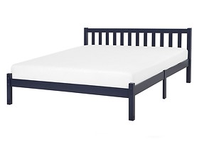 Łóżko podwójne drewno 140x200 niebieskie