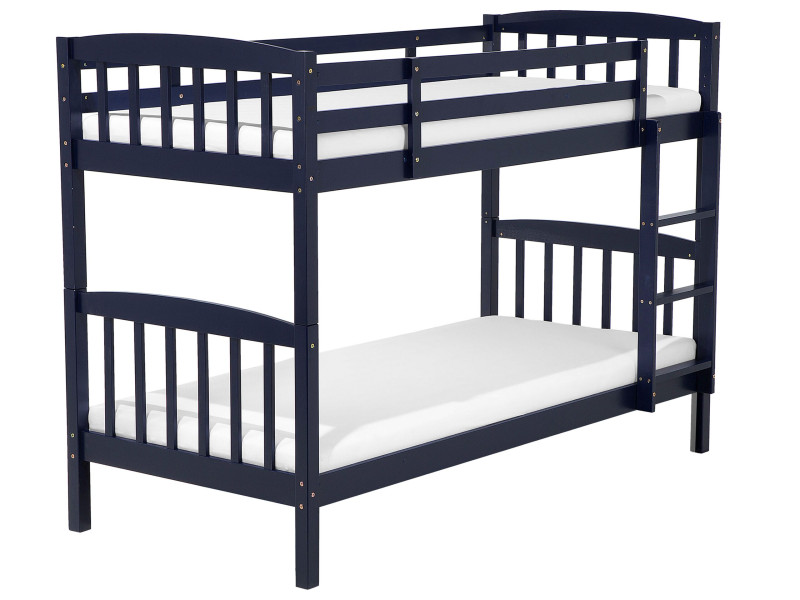 Łóżko piętrowe drewniane 90x200 niebieskie, 252459