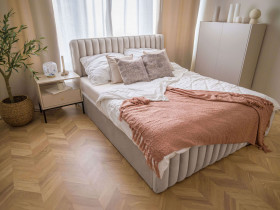 Łóżko tapicerowane z pojemnikiem GALLA P | 180x200 | Welur | Ciemny beż 10