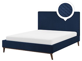 Łóżko welurowe podwójne 160x200 niebieskie