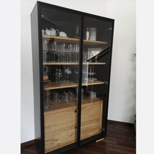 Designerska witryna z drewna litego do salonu CARLA, 2597091