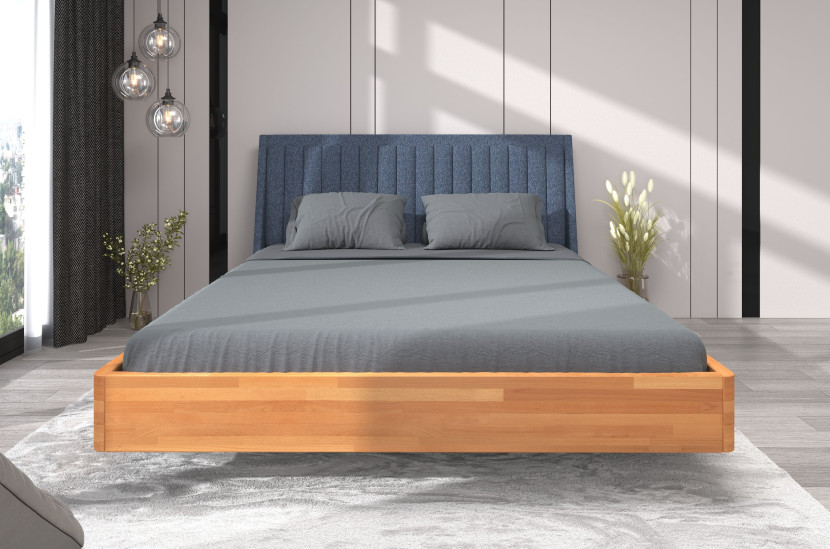 Łóżko bukowe lewitujące Visby ULF, 160x200, naturalny/denim, 2597828