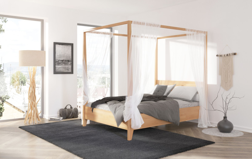 Łóżko bukowe Visby CANOPY z baldachimem, 140x200, naturalny, 2598082
