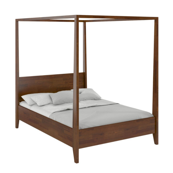 Łóżko bukowe Visby CANOPY z baldachimem, 140x200, orzech, 2598132
