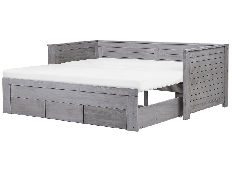 Łóżko wysuwane drewniane 90x200 szare, 261241