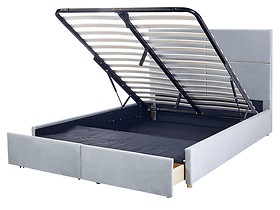 Łóżko z pojemnikiem welurowe 160x200 cm jasnoszare