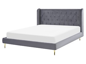 Łóżko welurowe 160 x 200 cm pikowane szare