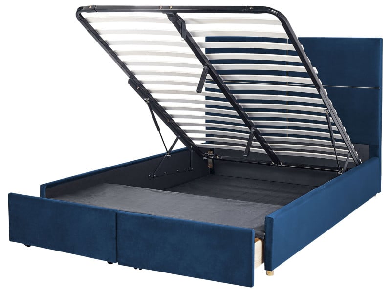 Łóżko z pojemnikiem 140x200 cm niebieskie, 262455