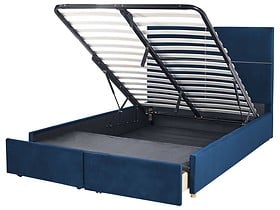 Łóżko z pojemnikiem 140x200 cm niebieskie