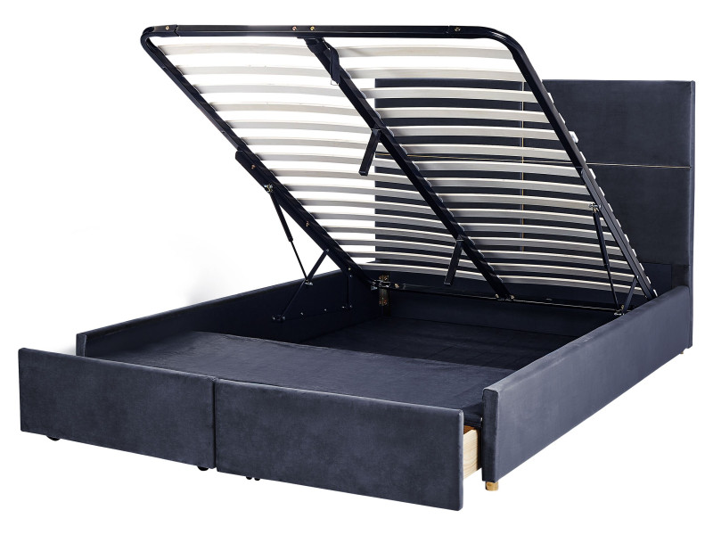 Łóżko z pojemnikiem welurowe 160x200 cm czarne, 262514