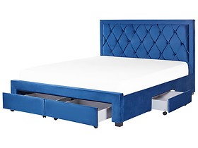 Łóżko z szufladami welurowe 180x200cm jasnoszare