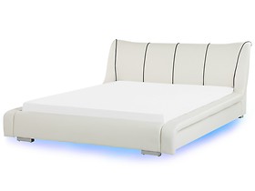 Łóżko skórzane LED 180x200 białe