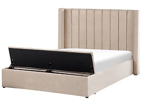 Łóżko welurowe z ławką skrzynią 140x200 beżowe