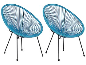 Zestaw 2 krzeseł rattanowych niebieski