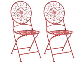 Stolik 2 krzesła ogrodowe składane czerwone