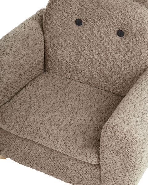 Fotel dziecięcy tapicerowany boucle brązowy, 2663375