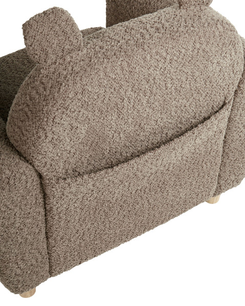 Fotel dziecięcy tapicerowany boucle brązowy, 2663376